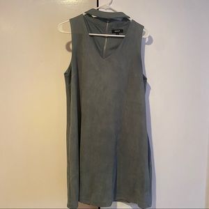Suede light blue a-line dress with pockets